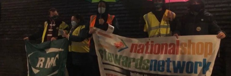Caledonian Sleeper picket with RMT AGS Steve Hedley